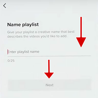 Enter a name for the playlist