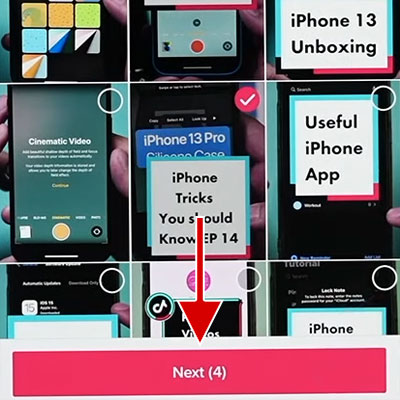Select the videos and tap on the Next button