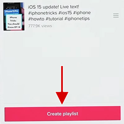 Tap on the Create playlist button