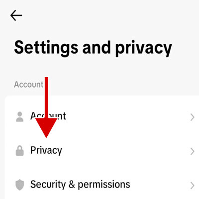 Select the Privacy option