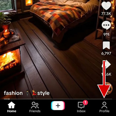 Tap the profile at the bottom of the screen