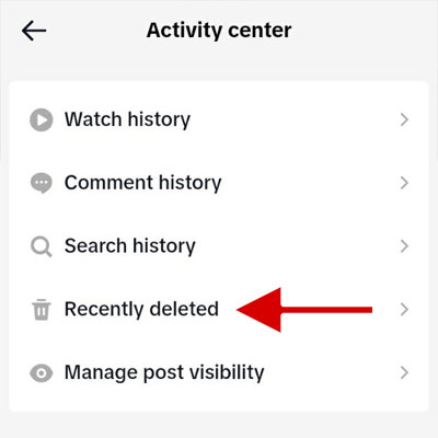 Tap on Recently deleted