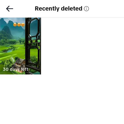 Recently deleted videos on TikTok