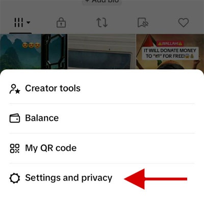 tap Settings and Privacy