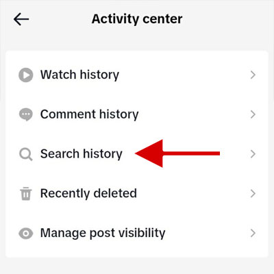 Tap on Search history