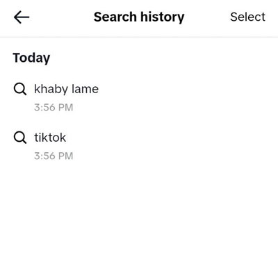 Search history on TikTok