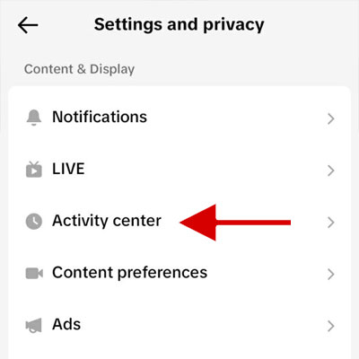 Tap on Activity Center