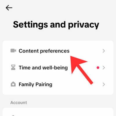 Tap Content Preferences